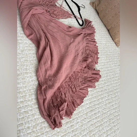 Free People Adella Maxi Slip Rose Pink Lace Dress - Picture 11 of 16